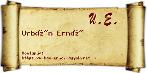 Urbán Ernő névjegykártya